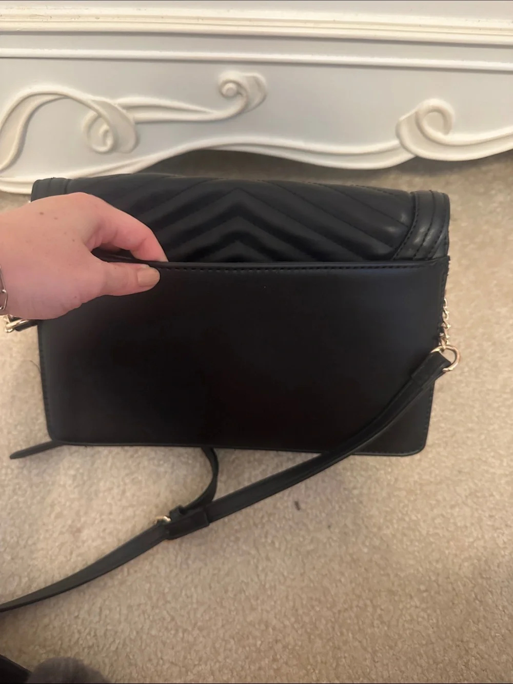 A New Day Black Quilted Crossbody Bag with Gold Hardware